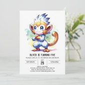 Rustikale Kinder Affe Geburtstag Einladung (Stehend Vorderseite)