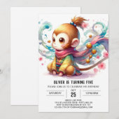 Rustikale Kinder Affe Geburtstag Einladung (Vorne/Hinten)