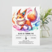 Rustikale Kinder Fox Geburtstag Einladung (Stehend Vorderseite)