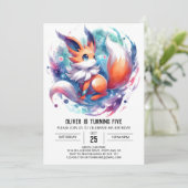 Rustikale Kinder Fox Geburtstag Einladung (Stehend Vorderseite)