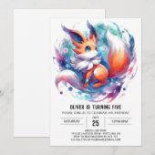 Rustikale Kinder Fox Geburtstag Einladung (Vorne/Hinten)