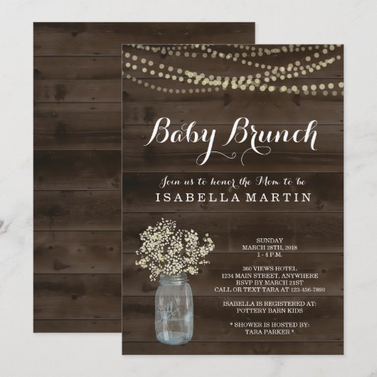Rustikale Kinderbrunch-Einladung Einladung (Vorne/Hinten)
