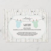 Rustikale Kinderdusche Einladung für Twin Boys (Vorne/Hinten)