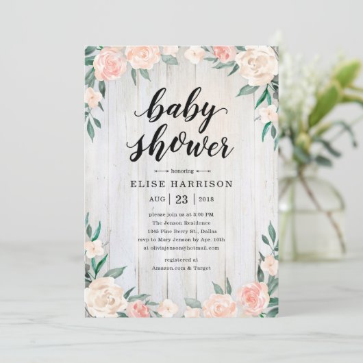 Rustikale Kinderdusche Einladungen für Mädchen (Stehend Vorderseite)