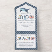 Rustikale Kinderdusche unter dem Meereswal All In One Einladung (Innen Boden)