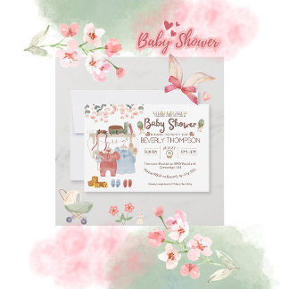 Rustikale Kindermädchendusche Watercolor Einladung
