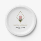 Rustikale King Protea Hochzeit  Pappteller (Vorderseite)
