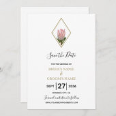 Rustikale King Protea Wedding rettet das Datum Save The Date (Vorne/Hinten)