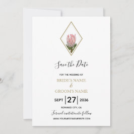 Rustikale King Protea Wedding rettet das Datum Save The Date