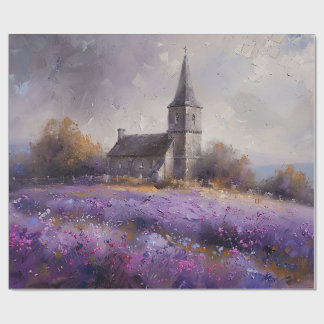 Rustikale Kirche und Lila Wildblumen Enttäuschung Geschenkpapier