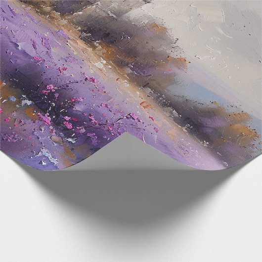 Rustikale Kirche und Lila Wildblumen Enttäuschung Geschenkpapier (Ecke)