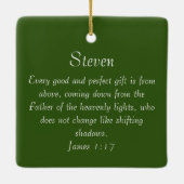 Rustikale Kirchenleuchten Frohe Weihnachten James Keramikornament (Rückseite)