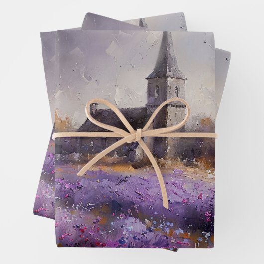Rustikale Kirchenmalerei und Lila Wildblume Geschenkpapier Set (Beispiel)