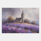 Rustikale Kirchenmalerei und Lila Wildblume Geschenkpapier Set (Vorderseite)