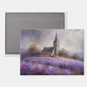 Rustikale Kirchenmalerei und Lila Wildblume Magnet (Vorderseite/Rückseite)