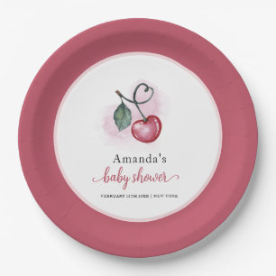Rustikale Kirsch-Beeren-Sweetheart-Baby-Party  Pappteller