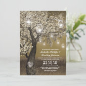 Rustikale Kirschbaum- und String-Lights Hochzeit Einladung (Stehend Vorderseite)