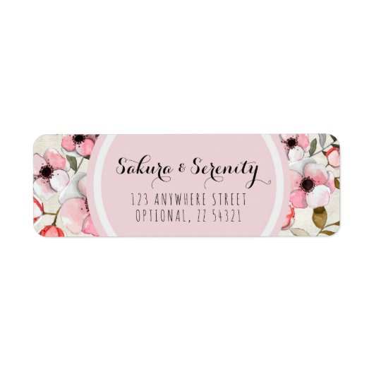 Rustikale Kirschblüten-Sakura-Rücksendeadresse (Vorne)