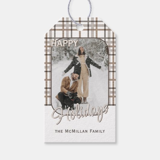 Rustikale Klasse Eleganter Karierter Musterurlaub Geschenkanhänger (Vorderseite)