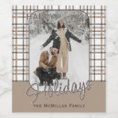 Rustikale Klasse Eleganter Karierter Musterurlaub Weinetikett (Einzelnes Label)