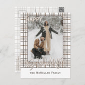 Rustikale Klasse Elegantes Kariertes Muster Feiertagspostkarte (Vorne/Hinten)