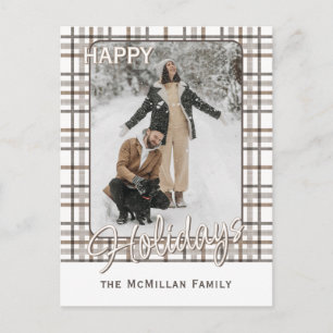 Rustikale Klasse Elegantes Kariertes Muster Feiertagspostkarte