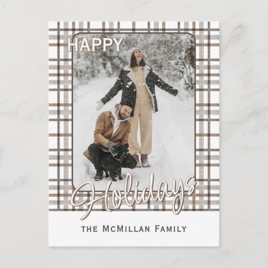 Rustikale Klasse Elegantes Kariertes Muster Feiertagspostkarte (Vorderseite)