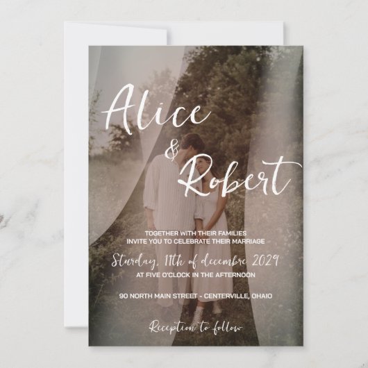 Rustikale Klassik Romantische Hochzeit Einladung (Vorderseite)