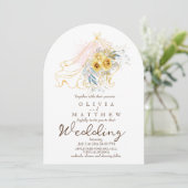 Rustikale klassische Blume Moderne Hochzeit Einladung (Stehend Vorderseite)