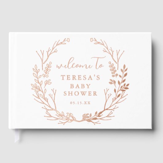 Rustikale Kleider Botanische Babydusche Begrüßung Gästebuch (Vorderseite)