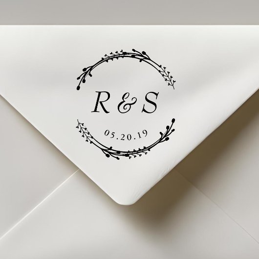 Rustikale Kleider-Monogramm Hochzeit speichern Sie Gummistempel