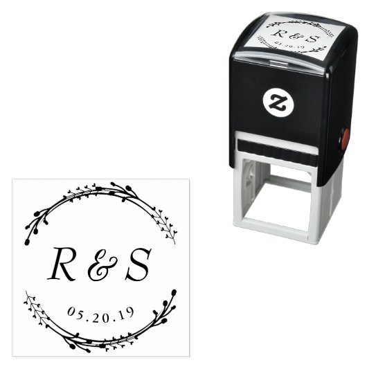 Rustikale Kleider-Monogramm Hochzeit speichern Sie Permastempel (Beispiel)