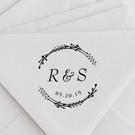 Rustikale Kleider-Monogramm Hochzeit speichern Sie Permastempel
