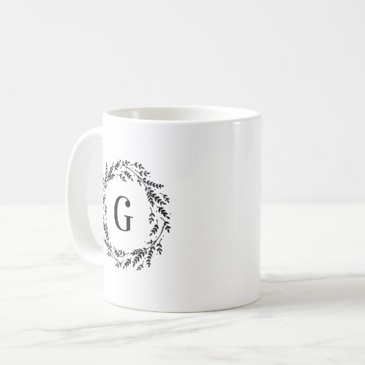 Rustikale Kleider-Monogramm Kaffeetasse (Vorderseite Links)