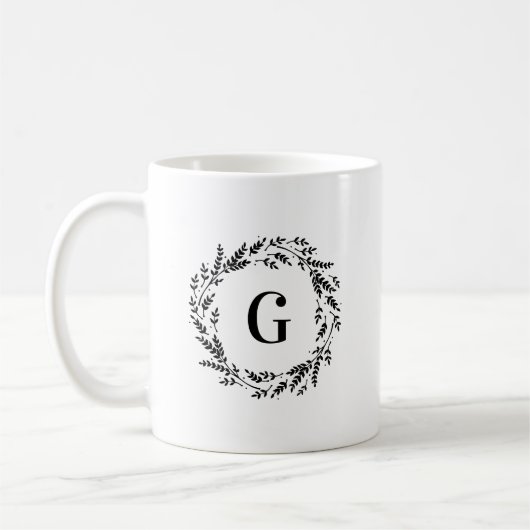 Rustikale Kleider-Monogramm Kaffeetasse (Links)