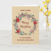 Rustikale Kleider-Tochter & Familie Frohe Weihnach Karte (Gelbe Blume)