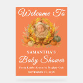 Rustikale Kleine Acorn Fall Babydusche Willkommen Acrylschild (Vorderseite)