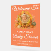 Rustikale Kleine Acorn Fall Babydusche Willkommen Acrylschild (Winkel)