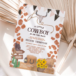 Rustikale kleine Cowboy-Western-Kuh Babydusche Einladung