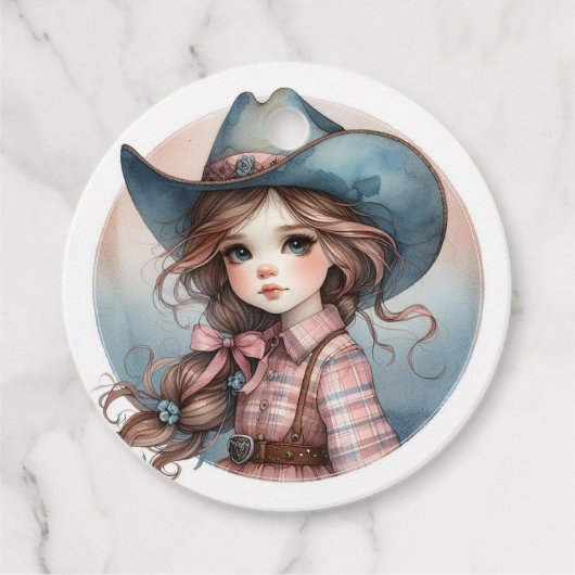 Rustikale kleine Cowgirl Babydusche Geschenkanhänger (Vorderseite)