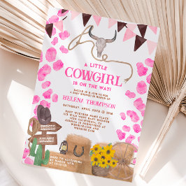 Rustikale kleine Cowgirl Western Kuh Babydusche Einladung