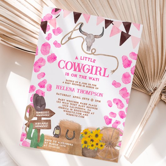 Rustikale kleine Cowgirl Western Kuh Babydusche Einladung