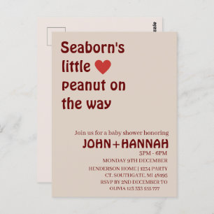 Rustikale kleine Erdnuss auf dem Weg Babydusche Postkarte