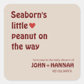 Rustikale kleine Erdnuss auf dem Weg Babydusche Quadratischer Aufkleber (Vorderseite)