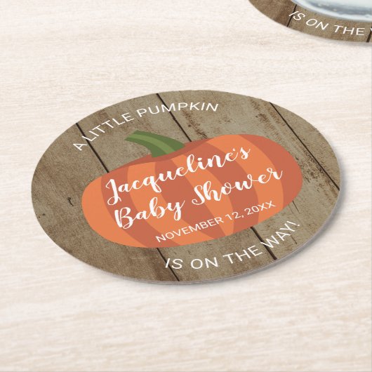 Rustikale kleine Kürbis auf die Herbstdusche Runder Pappuntersetzer (Angewinkelt)