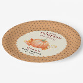 Rustikale kleine Kürbis-Herbst-Babydusche Pappteller (Schrägansicht)