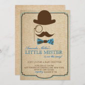 Rustikale kleine Mister Baby Shower Boy Einladunge Einladung (Vorne/Hinten)