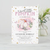 Rustikale Kleine Pumpkin Girl Babydusche Einladung (Stehend Vorderseite)