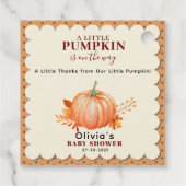 Rustikale, kleine Pumpkin Niedliche Fall Babydusch Geschenkanhänger (Rückseite)