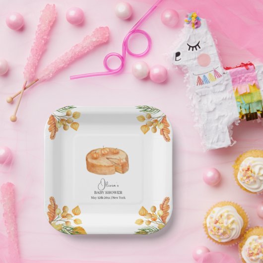 Rustikale kleine Süsse Pumpkin Pie Fall Baby Dusch Pappteller (Party)